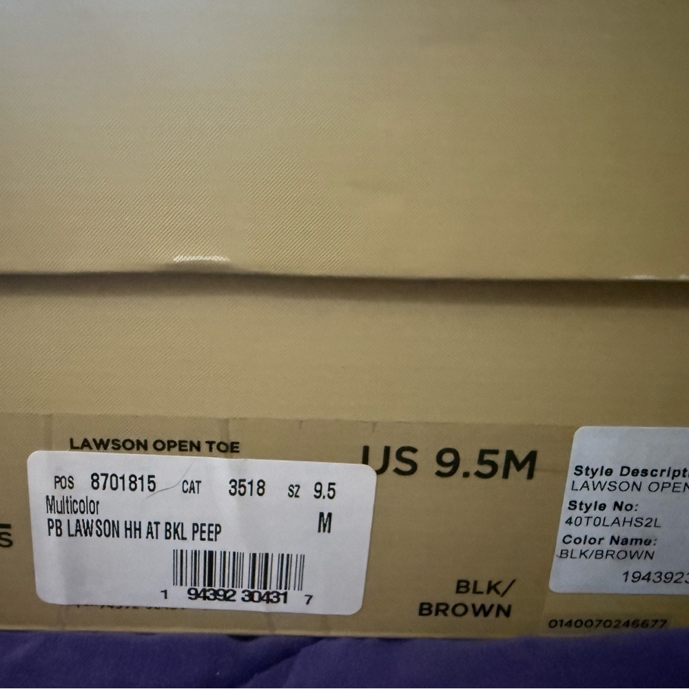 Michael Kors Monogram Booties Lawson Leather Open Toe Boot Black Brown 9.5 $198 - Picture 6 of 7